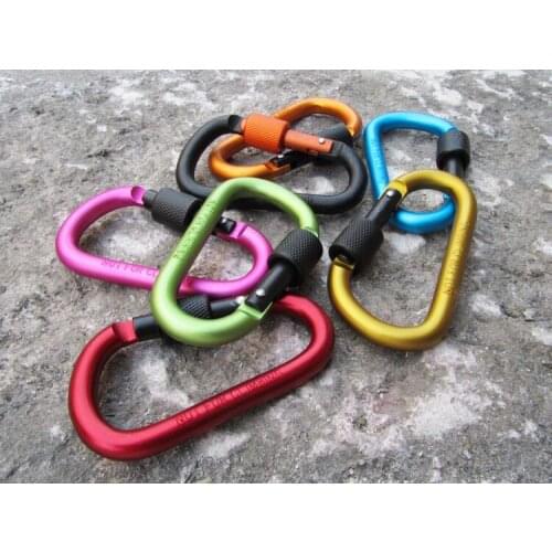 Hot Sell Multi-color Padlock Key Chain Safety Buckle With Lock Aluminium Alloy Climbing Hook Ring Good Quality