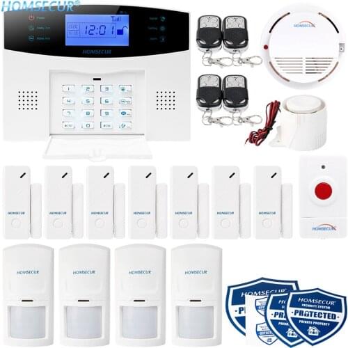 HOMSECUR APP Controlled Wireless&Wired 2G Home House Alarm System+Smoke Sensor