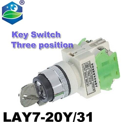 Key Switch LAY7-20Y/31(Y090-20Y/31) rotary switch 1N/O+1N/O Three-position switch stay put Push Button