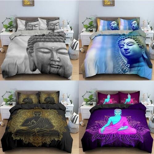 Bedding Set Buddha Printed Duvet Cover For Adults Bedclothes Bed Sets Quilt Covers Pillowcase 2/3pcs