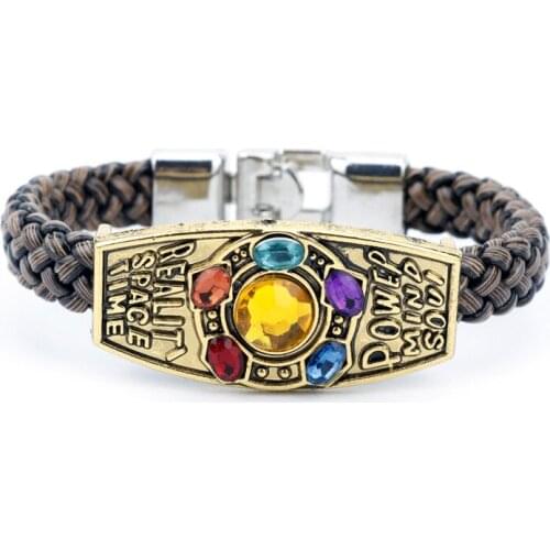 Colorful Movie Power Cosplay Bracelets Leather Rope Woven Crystal Bracelet Fans Collection Jewelry Gift