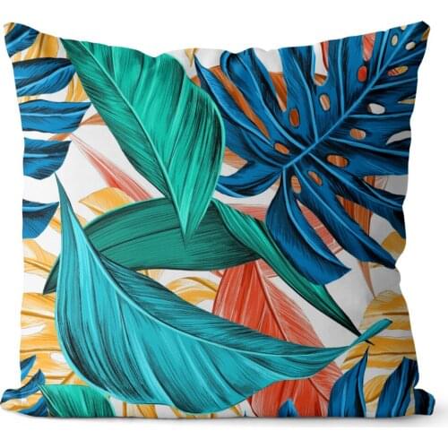 Plant pattern square pillowcase pure cotton linen pillowcase party home decoration sofa cushion cover 45x45cm 40x40cm