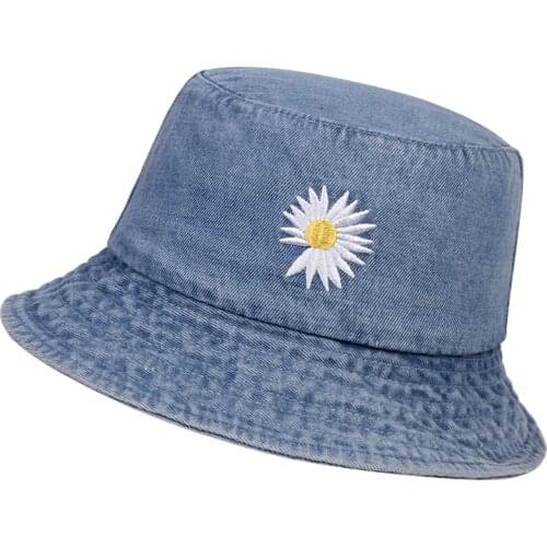 Summer Daisies Bucket Hat Women Men Vintage Denim Fashion Fisherman Cap Girls Daisy Sun hats hip hop hats Panama Hat casquette