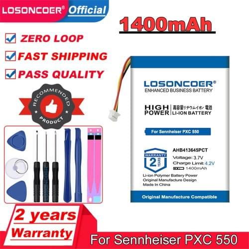 LOSONCOER Top Brand 100% New 1400mAh AHB413645PCT Battery Wireless Bluetooth Headset for Sennheiser PXC 550 Battery AHB413645PCT