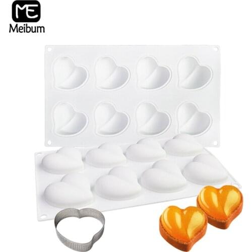 Meibum New Combination Heart Shape Metal&Silicone Mold DIY Tart Chocolate Cake Mould Mousse Pastry Dessert Modle Baking Tools