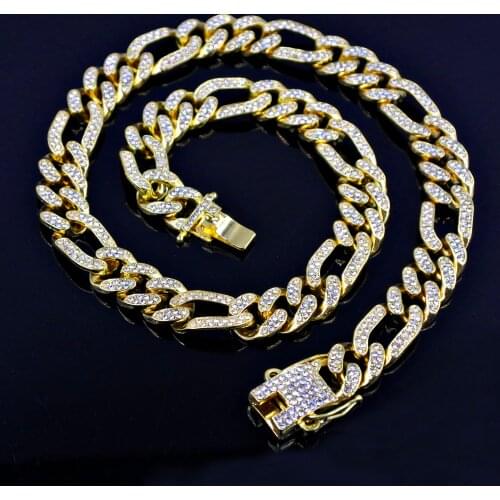 Fashion Iced Out 13MM Gold Silver Color Full Miami Curb Cuban Chain CZ Bling Rapper Necklaces For Men Hip Hop Jewelry