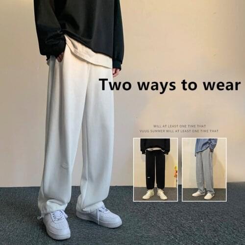 Men Baggy Gray Sports Pants 2021 Sweatpants Joggers Wide Leg Oversized Streetwear High Waisted Trousers Women Drop Fast Ship