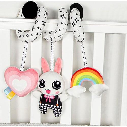 Soft Infant Crib Bed Stroller Toy Spiral Baby Toy Black White Color For Newborns Car Seat Educational Rattles Baby Towel Toys