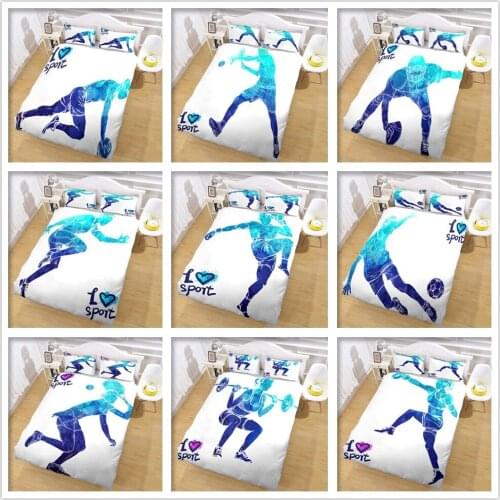 Watercolor Sports Duvet Cover Set King Queen Double Full Twin Single Size Bed Linen Set