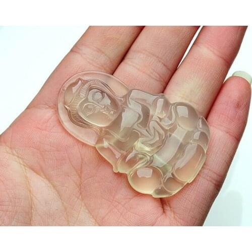 Natural jades ice seed ade pith Guanyin Bodhisattva jadees pendant mens lucky Amulet + fine rope