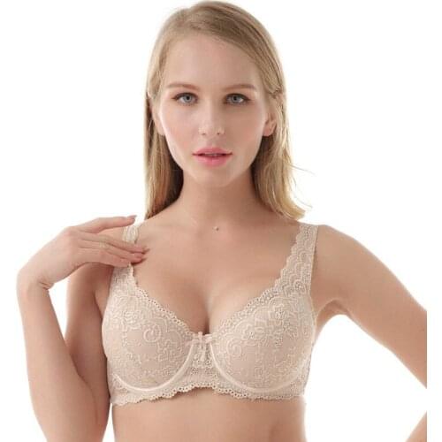 Newest Winter Fashion Bra Full Lace Coverage Flower Underwire Sexy Deep V Underwear Push Up Intimates Bras 32-38 A/B/C/D/DD Cup
