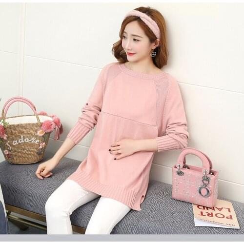 Winter Autumn Fashion Knitted Maternity Nursing Sweaters Breastfeeding Bottoming Shirts for Pregnant Women Pregnancy Feeding top