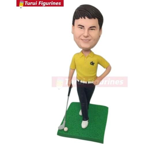 Golf Personalized Gifts Bobble Head Clay Figurines Based on Customers' Photos Birthday Cake Topper Husband Gifts Custom Bobble H