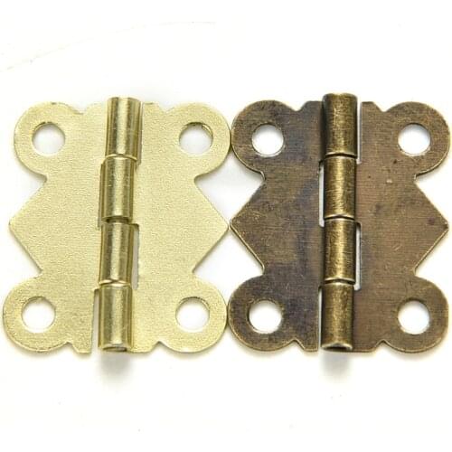 10PCS 20x17mm New DIY Vintage Antique Brass Butterfly Hinge for Jewelry Box Repair Model Making Storage Box (without screw)