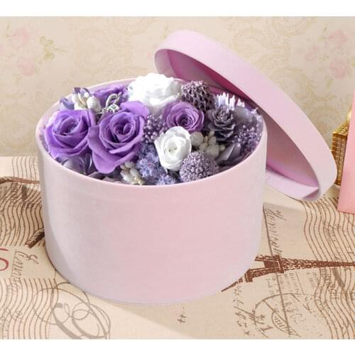 Gift Box 17*10Cm Round Flower Velvet Cardboard Box Hug Bucket Floral Gifts Packaging Box For Wedding Lover 520 DayS Storage Box