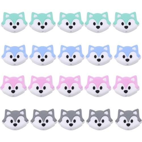 5Pcs/pack Fox Baby Teether Silicone Beads Teething Nursing Accessories Chew Toy For Necklace Bracelet Pacifier Chain DIY Gift