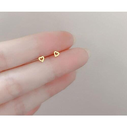 Simple Heart Star Square Triangle Stud Earrings For Women Student Trend Jewelry Birthday Party Gifts SAE570