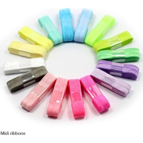 5/8"16mm Mixed Ribbon Set Solid fold over elastic ribbon and bows DIY handmade hair ties gift packing 5 designs 16 yards/pack