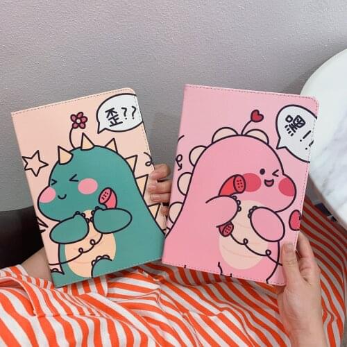 Cartoon Cute Little Dinosaurs Couples Phone Calls Soft Tablet Case For iPad Air 1 2 3 Mini 4 5 Pro 2017 2018 2019 2020 Cover