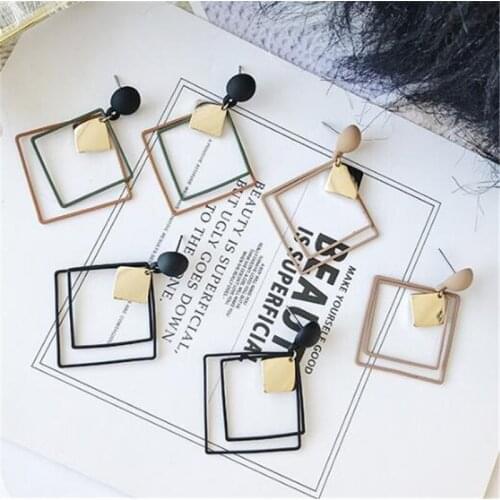 Multi-layers Rhombus Drop Earrings for Girls Hollow Geometric Statement Fashion Earrings for Women 2020 pendientes