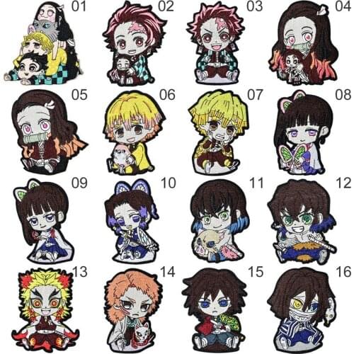 Anime Demon Slayer Badges Iron On Patches Thermotolerant Embroidered Patch Stickers Diy Clothing Decoration Applique