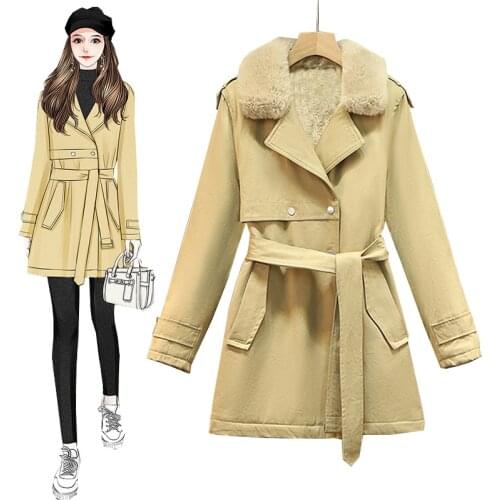 Plus Size Thick Windbreaker Woman 2021 New Autumn Winter Plus Velvet Parker Coat Outerwear Ladies Long Warm Cotton Jacket Women