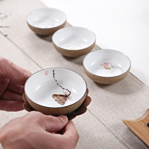 NEWYEARNEW 45ML Ceramic Retro Single Tea Cup Handpainted Tableware Accessorie Kung Fu Business Gift