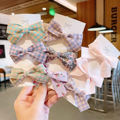 3 Pcs/Set Baby Hair Clips Flower Printed Kids Hairpin Lattice Girl Bows Children Barrettes Hair Clip Baby Hair Accessories