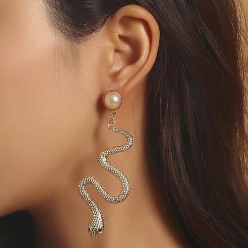 Punk Style Female Fashion Animal Big Snake Dangle Earrings For Women Trendy Gold Color Metal Drop Earring Party Jewelry Gifts