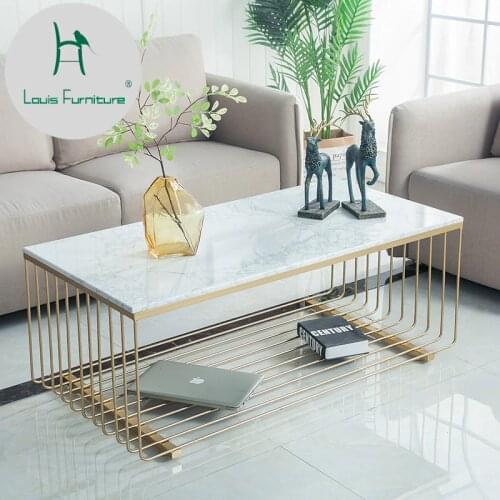 Louis Fashion Coffee Table Nordic Living Room Marble Iron Rectangle Modern Simple Small Apartment Visitor
