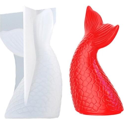 1PCS 3D Fishtail Mold Silicone DIY Mermaid Tail Mold Resin Crafts Casting For Tabletop Decor Cake Decorating Easy To Demold