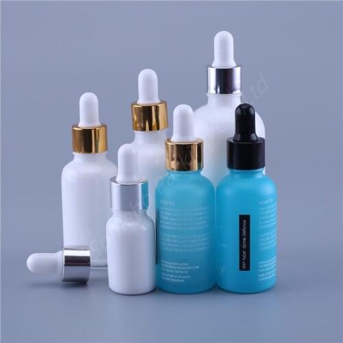 200pcs Spot Goods High-grade Empty 10ml 30ml 50ml 100ml White Bottle with Dropper Cosmetics Essence Packaging Glass Drop Bottles