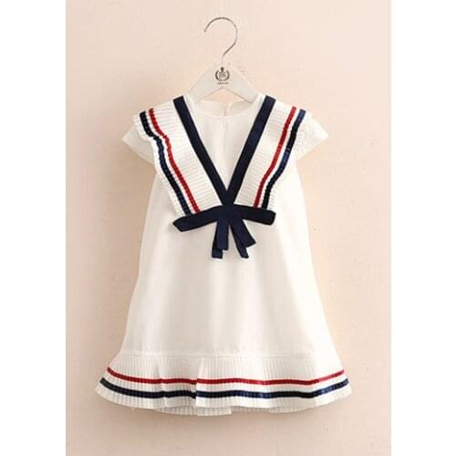 2021 Summer Girls Dresses Children Clothes Baby Girls Flower Dress Kids Navy Style Dress Baby Girls Dress Girls Outwear M16