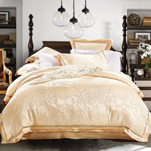 Luxury King Queen Wedding Bedding Sets Satin Cotton Jacquard Bed sheet Duvet cover Pillowcases 4/6pcs White Green blue silver