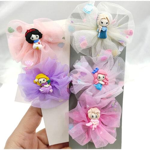 5pcs/lot Princess flower Hair Bows With Clip For Girls Colorful Hair Clips Hairpins Barrettes Kids Hair Accessories