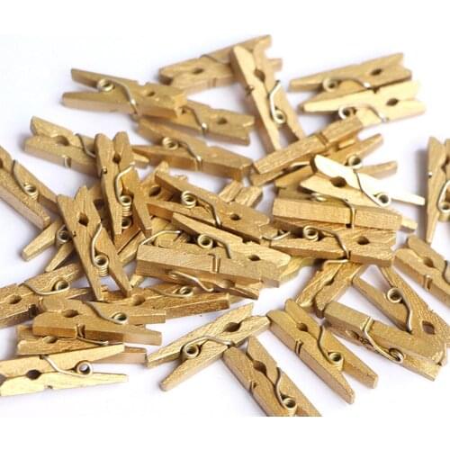 50 Pcs Gold Silver Black Christmas Photo Wall Photo Mini Wooden Eco-friendly Clothespin