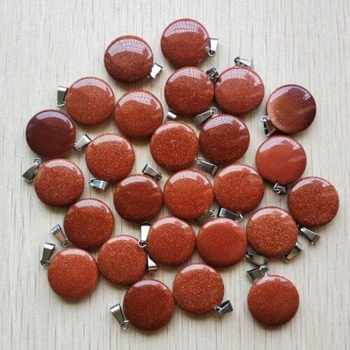 50pcs/lot Wholesale Fashion good quality gold sand stone round shape charms pendants 20mm jewelry making free shipping