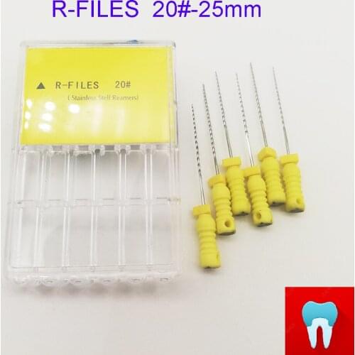 6pcs 20# 25mm Dental R Files Root Canal Dentist Materials Dentistry Instruments Hand Use Stainless Steel R Files