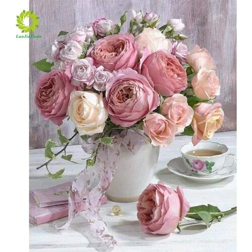 Diamond Painting Full Round Flower DIY Cross stitch Kits Diamond Embroidery Rose Flowers Mosaic Picture of Rhinestones Decor