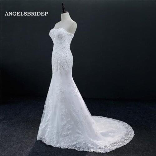 ANGELSBRIDEP Strapless Mermaid Wedding Dresses Vestido De Noiva Formal Applique Beaded Court Train Formal Bride Dress Hot Sale