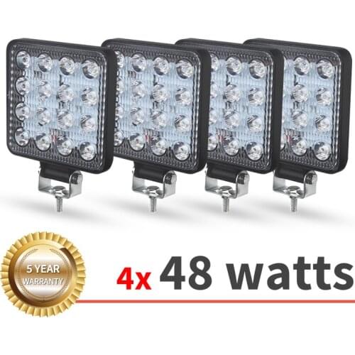 4pcs Car LED Bar Worklight 48W Offroad Work Light 12V Light Interior LED 4x4 LED Tractor Headlight Spotlight for Truck ATV