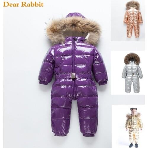 -30 Russian Winter coat Baby Snowsuit 90% Duck Down Jacket Outdoor Infant Ski Clothes Girls clothing For Boys Kids Jumpsuit 2~8y