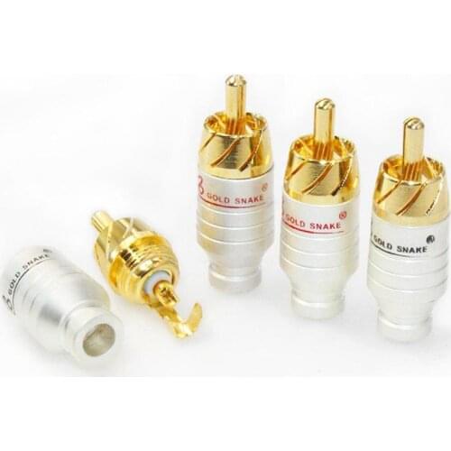 Hifi 4pcs Gold Plated RCA Connector RCA Plug Connector interconnect Cable For Diy Audio Cable RCA Socket Connector
