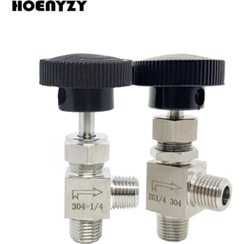 2Pcs/5Pcs 1/8'' 1/4'' 3/8" 1/2" ZG Male Thread Stainless Steel 304 Needle Valve Right Angle 90 Flow Control valve For Water Air