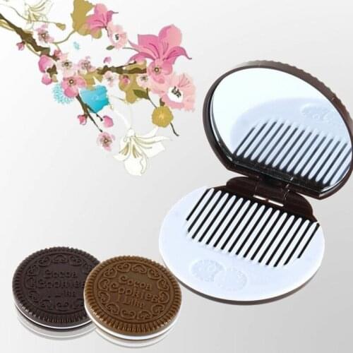 Chocolate Cookie Mirror Compact Comb Lady Accessory Creative Make up Mirror