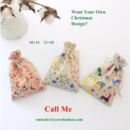 Cosmetic Sachet 10Pcs/Lot Santa Gift Christmas Candy Drawstring Bag Packing Pouches Mini Organizer Can Print Logo