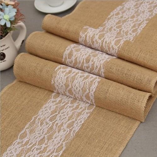 Lace Hessian Burlap Table Runner Wedding Linen Table Runner Lace Doily Table Runner Natural Jute Home Party Decoration