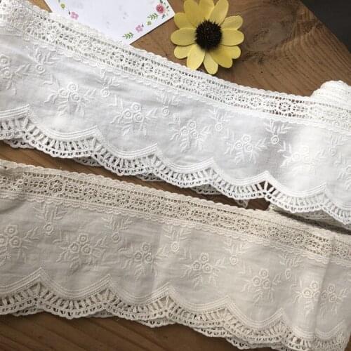10cm 4Inch Wide High quality cotton cloth laciness fabric DIY manual embroidery accessories beige lace trim