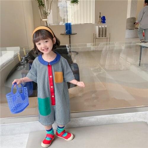 Summer new style Korean childrens trousers one-piece shorts for baby girls thin summer loose jacket