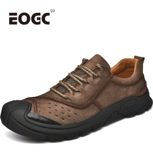 High Quality Rubber Sole Men Shoes Natural Leather Casual Shoes Flats Autumn Lace-up Outdoor Shoes Men Zapatos Hombre